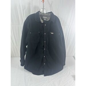 Carhartt S296 BLK Mens 2XL Black Flannel Lined Canvas Snap Front Shirt Jacket